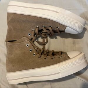 Converse High-Top Sneakers in Brown and White